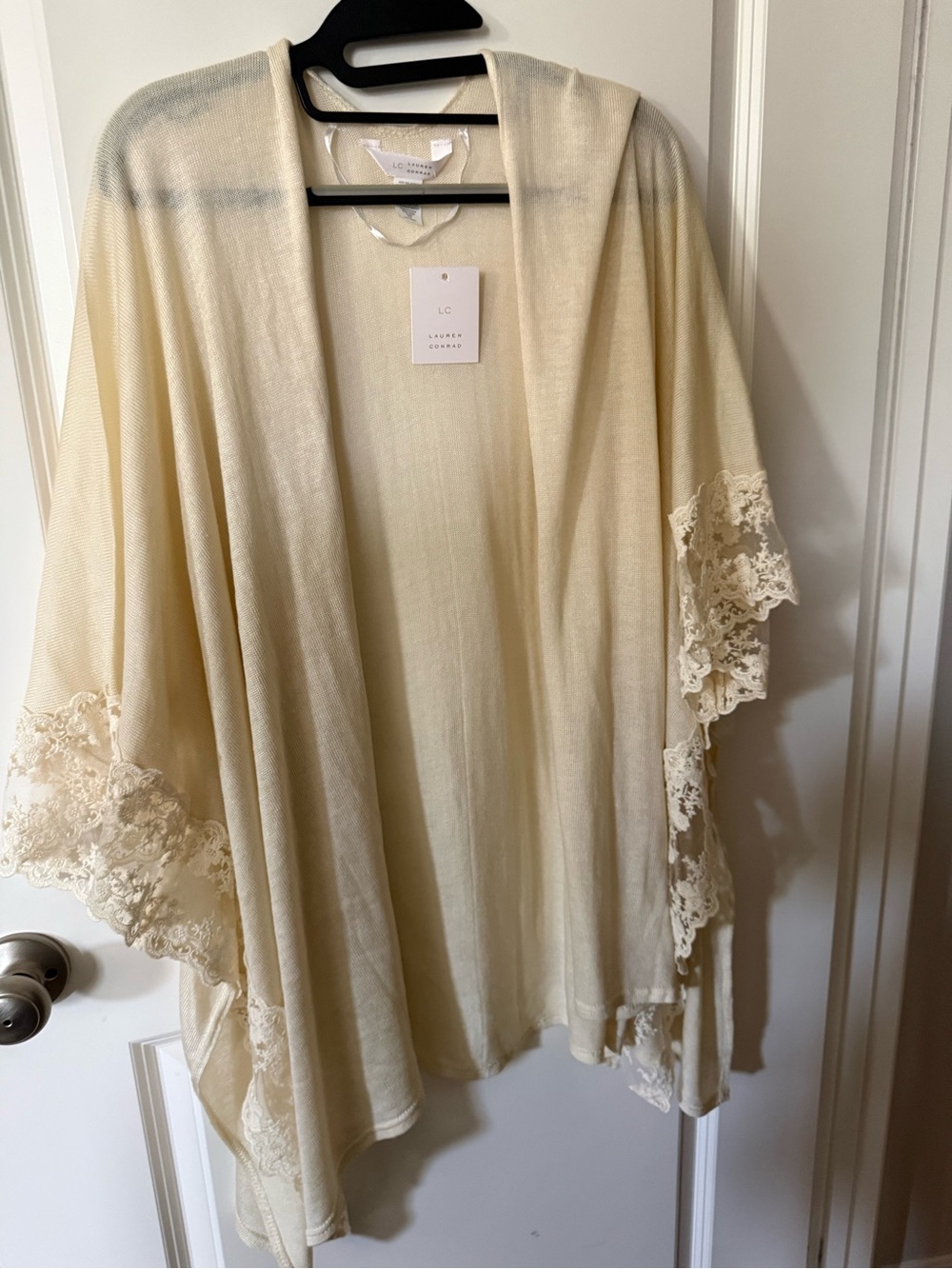 LC Lauren Conrad Cream Open Knit Cardigan one size